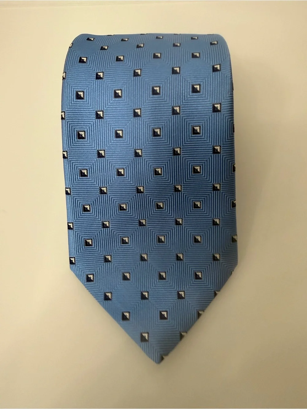 Brooks Brothers Sky Blue Geometric Square Silk Tie Stain Resistant